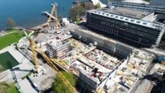 Die beiden Großbaustellen – das Festspielhaus und der Bau des Hallenbads – fallen bei der Budgeterstellung erneut schwer ins Gewicht.  (Bild: Stadt Bregenz)