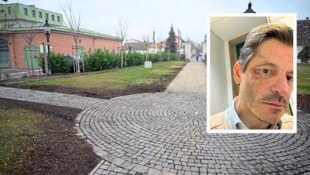 Hannes Koza wurde am Dienstagabend auf dem Heimweg im Schlosspark (Bild) attackiert. Dem ÖVP-Politiker wurde ins Gesicht geschlagen, zudem wurde ihm gedroht, er würde die Gemeinderatssitzung am Mittwoch nicht überleben.  (Bild: Krone KREATIV/Imre Antal Screensot/Facebook.com)