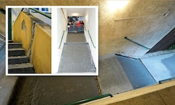 Zu sehen sind die Anrainer vor der fehlenden Stiege, die mit einem Bauzaun abgesperrt wurde. Von ...