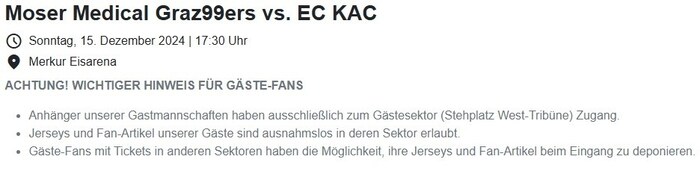 Die umstrittene „Kleiderordnung“ der Graz99ers beim Ticketkauf.