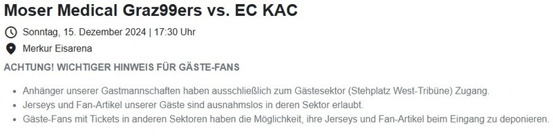 Die umstrittene „Kleiderordnung“ der Graz99ers beim Ticketkauf. (Bild: Screenshot)