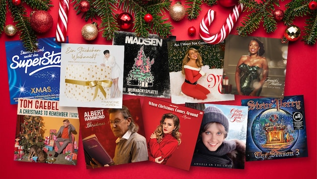 2024 können sich Musikfans an unterschiedlichsten weihnachtlichen Klängen erfreuen. (Bild: Telamo, Interscope Records, Warner Music, Atlantic, Dark Horse Records, Earmusic, Goodbye Logik, Sony Music, Universal Music, stock.adobe)