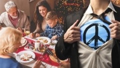 Wenn mehrere Generationen am Weihnachtstisch versammelt sind, geht es nicht immer besinnlich zu. Krone+ erfuhr, warum gerade Millennials Frieden schaffen können. (Bild: stock.adobe.com/Adobe Stock (3), Krone KREATIV)