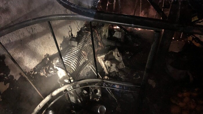 A fan heater had been left on the balcony.