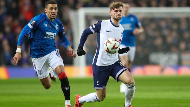 Timo Werner (right) remained pale against Glasgow Rangers. (Bild: AP ( via APA) Austria Presse Agentur/ASSOCIATED PRESS)