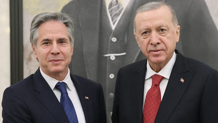 Von links: US-Außenminister Antony Blinken und der türkische Präsident Recep Tayyip Erdogan