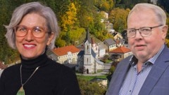 Hilde Ramberger lobt In Gutenstein die Zusammenarbeit mit Herbert Schmierl (ÖVP) (Bild: Krone KREATIV/David Diabl, Gemeinde Gutenstein)