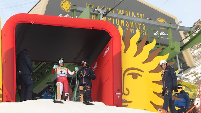 Amanda Salzgeber im Starthaus von St. Moritz