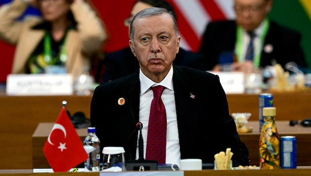 Der türkische Präsident Recep Tayyip Erdogan hat mit dem Sturz des Assad-Regimes im Nachbarland Syrien an Einfluss gewonnen. Seine Motivation: Er will dort die Kurden unter Kontrolle bringen. (Bild: APA/AFP/Pablo PORCIUNCULA)