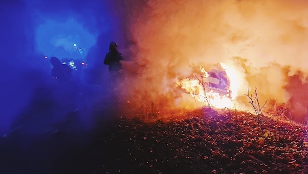 Die Retter riskierten auch ihr eigenes Leben. (Bild: FF Pirching am Traubenberg)