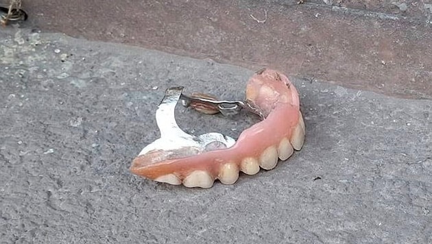 This upper jaw prosthesis was lying on the sidewalk at Leopold Gattringer Straße 83 in Brunn am Gebirge. Someone will probably miss it. (Bild: zVg/privat)