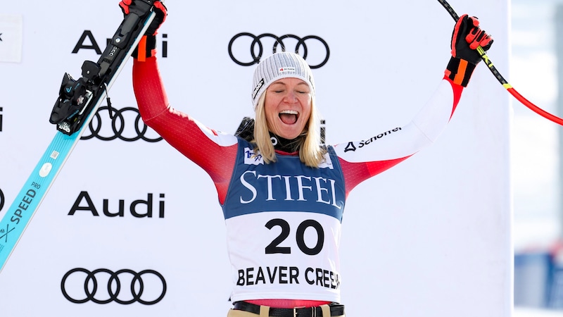 Ariane Rädler jubelte über Rang drei in Super-G von Beaver Creek. (Bild: GEPA)