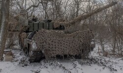 Ein deutscher Kampfpanzer Leopard 1A5 in der Nähe von Pokrowsk