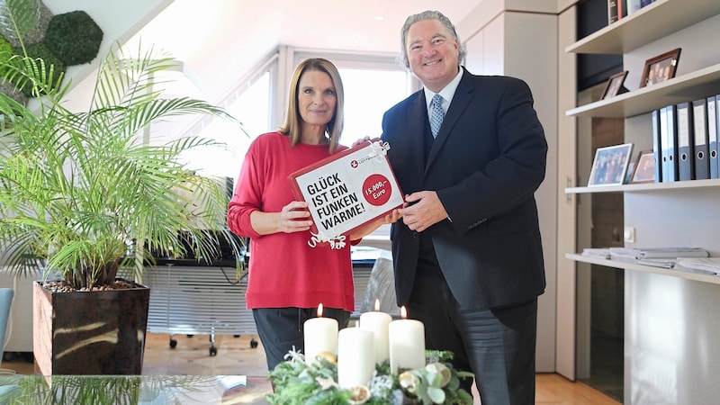 Erwin van Lambaart, Generaldirektor Österreichische Lotterien, mit Barbara Stöckl. (Bild: Gerhard Bartel)