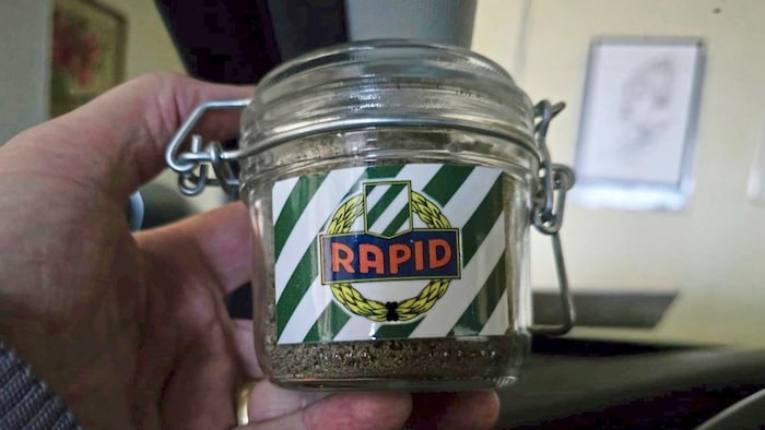 "Holy earth" from Rapid's old Hanappi Stadium.