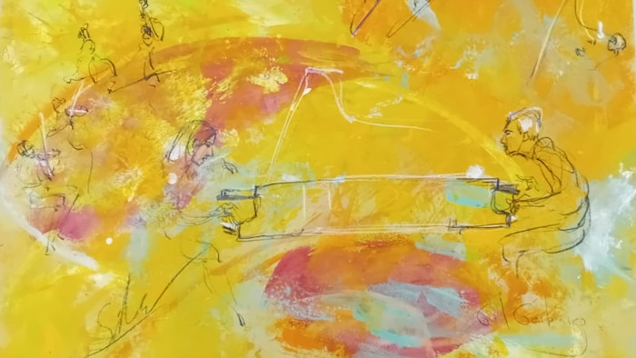 Music immortalized in a picture: one of the two pictures painted by artist Gunnar Tschabrun ...