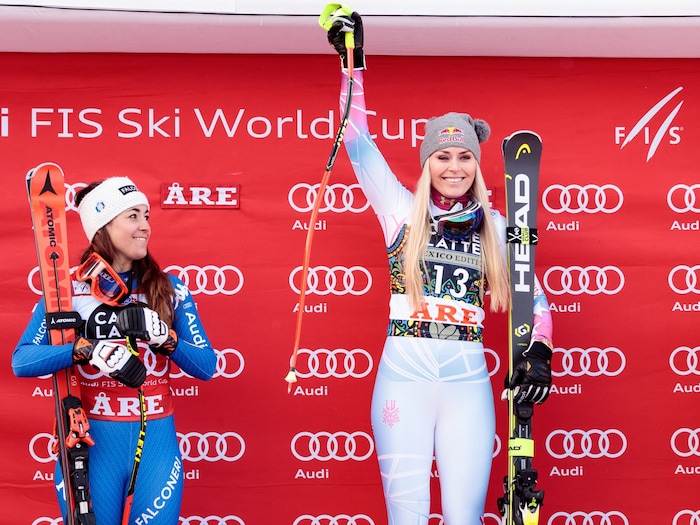 Sofia Goggia (l.) und Lindsey Vonn