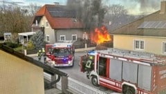 Meterhoch schlugen die Flammen den eintreffenden Feuerwehrleuten entgegen. (Bild: Pressestelle BFKDO BADEN / Hannes Matzenauer Privat zVG)