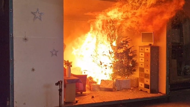 Innerhalb von nur zehn Sekunden kann ein ausgetrockneter Baum in Vollbrand stehen. (Bild: Constantin Handl)