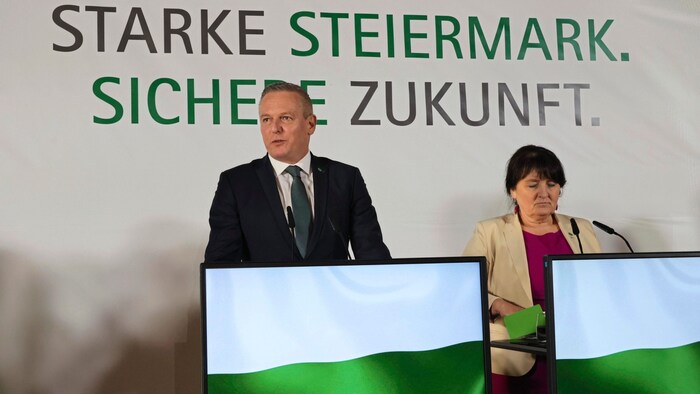 Den ersten Punkt im Programm umgesetzt: Mario Kunasek (FPÖ) und Manuela Khom (ÖVP)