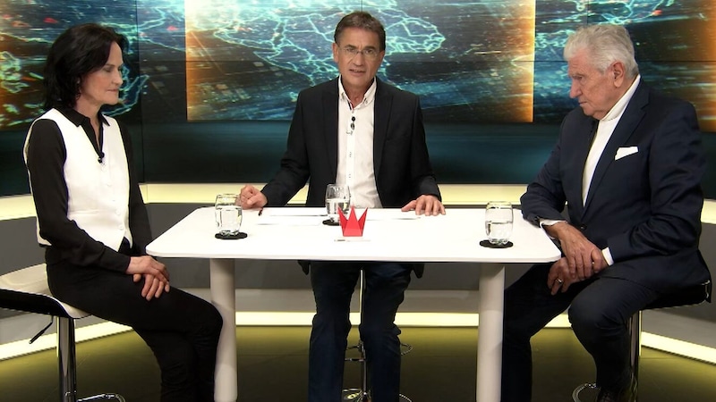 Eva Glawischnig, Gerhard Koller, Andreas Mölzer (Bild: krone.tv)