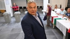 Viktor Orbán in einem Budapester Wahllokal (Bild: AFP/ATTILA KISBENEDEK)