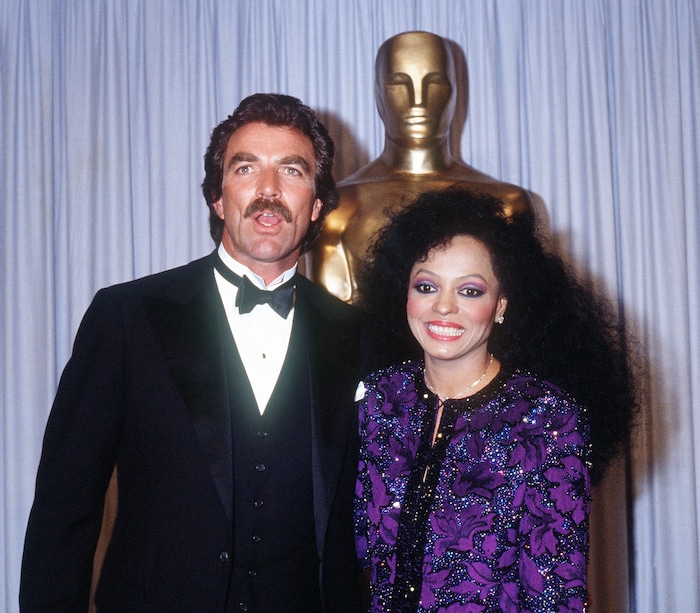 Tom Selleck with Diana Ross at the Oscars in 1985