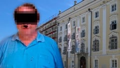 Der Mitarbeiter ließ sich am Fest des Welser Magistrates mit aufgeklebtem Hitler-Bart ablichten (Bild: Krone KREATIV/Horst Einoeder Privat)