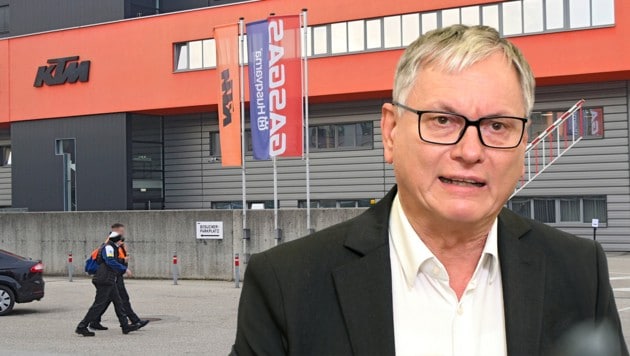 Die Insolvenz von KTM wird zum Politikum: Alois Stöger teilt gegen die ÖVP aus. (Bild: Krone KREATIV/Manfred Fesl, Roland Schlager/APA/picturedesk.com)