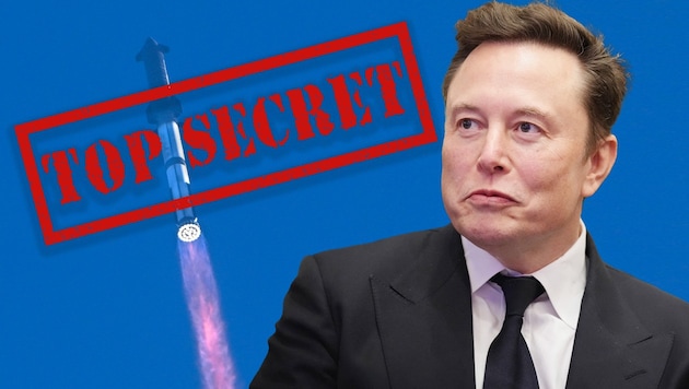 Manch SpaceX-Geheimnis blieb Musk bislang verwehrt. (Bild: Krone KREATIV/APA/Getty Images via AFP/GETTY IMAGES/Andrew Harnik, APA/AFP/CHANDAN KHANNA, pixel99 – stock.adobe.com)