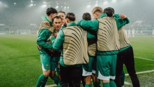 Großer Jubel beim SK Rapid nach dem deutlichen 3:0-Erfolg gegen Kopenhagen. (Bild: GEPA/GEPA pictures)