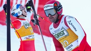 Jubel bei Marco Odermatt (li.), Frust bei Vincent Kriechmayr (Bild: GEPA pictures)