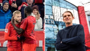 Konrad Laimer (li.) traf. Christoph Freund freute sich. 