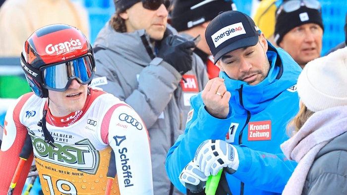 Vincent Kriechmayr (r.) was annoyed.