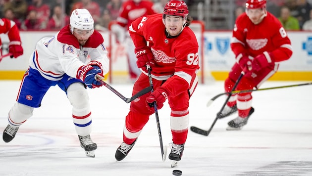 Für Marco Kasper und die Detroit Red Wings setzte es eine bittere Niederlage. (Bild: AFP/APA/Getty Images via AFP/GETTY IMAGES/Nic Antaya)