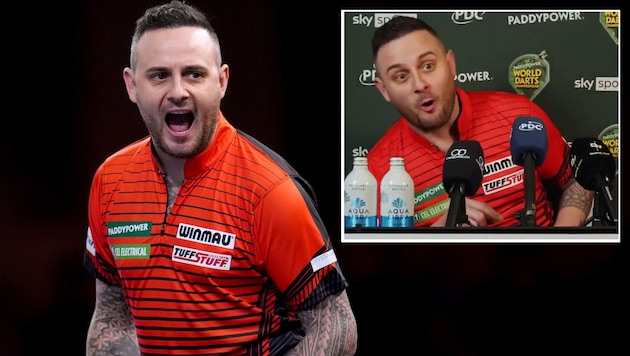 Joe Cullen sorgte nach seinem Auftaktsieg bei der Darts-WM für Wirbel.  (Bild: ASSOCIATED PRESS, twitter.com/joshpearson180)