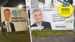 Die FPÖ- Mödling stellt ihre Plakate einfach in Wiener Neudorf auf. Die SPÖ in Leobersdorf kritisiert die verfrühte Wahlwerbung der Liste Zukunft Leobersdorf.  (Bild: Krone KREATIV/ZVG, SPÖ Leobersdorf/FPÖ Mödling)