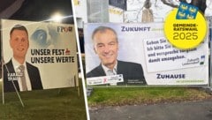 Die FPÖ- Mödling stellt ihre Plakate einfach in Wiener Neudorf auf. Die SPÖ in Leobersdorf kritisiert die verfrühte Wahlwerbung der Liste Zukunft Leobersdorf.  (Bild: Krone KREATIV/ZVG, SPÖ Leobersdorf/FPÖ Mödling)