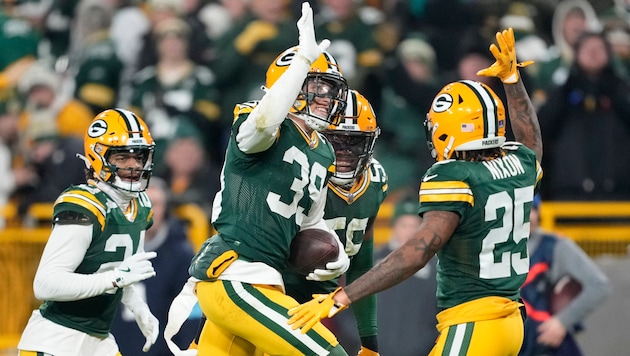 Großer Jubel bei den Green Bay Packers (Bild: AFP/APA/Getty Images via AFP/GETTY IMAGES/Patrick McDermott)