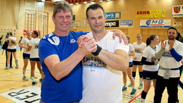 Ferlach chairman Walter Perkounig (left/with "Co" Barisic) can shine again. (Bild: Kuess Josef/Kuess)