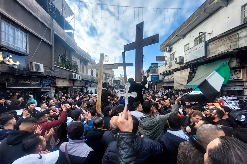 Christlicher Protest in Damaskus (Bild: AFP or licensors)