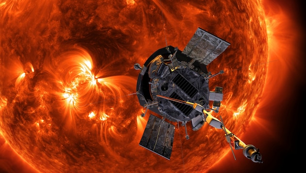 The "Parker Solar Probe" probe came within 6.1 million kilometers of the surface of the sun at midday. However, this cannot be verified as the probe has not been in contact with the Earth for several days. (Bild: AP)