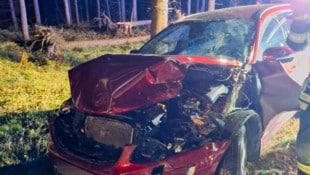 Das Auto wurde bei dem Aufprall stark beschädigt.