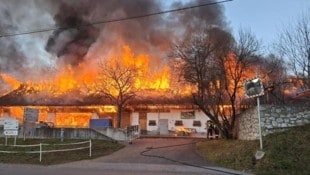 Der Stall in Lannach stand in Vollbrand (Bild: Freiwillige Feuerwehr St. Josef in der Weststeiermark)