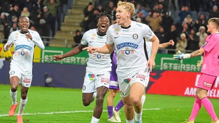 Sturm's home-grown player Niklas Geyrhofer (right) is reportedly on the transfer list of German ...