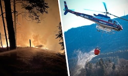 Auch Hubschrauber standen im Einsatz, die L 318 musste aus Sicherheitsgründen gesperrt werden.