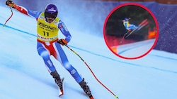 Schlimme Szenen in Bormio: Cyprien Sarrazin stürzte im Training schwer. (Bild: GEPA, eurosport)