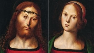 Pietro di Cristoforo Vannucci, genannt il Perugino (ca. 1450-1523), Sien Gemälde „Der dornengekrönte Christus und Maria“ erzielte den Weltrekordpreis von € 842.800.  (Bild: Dorotheum)