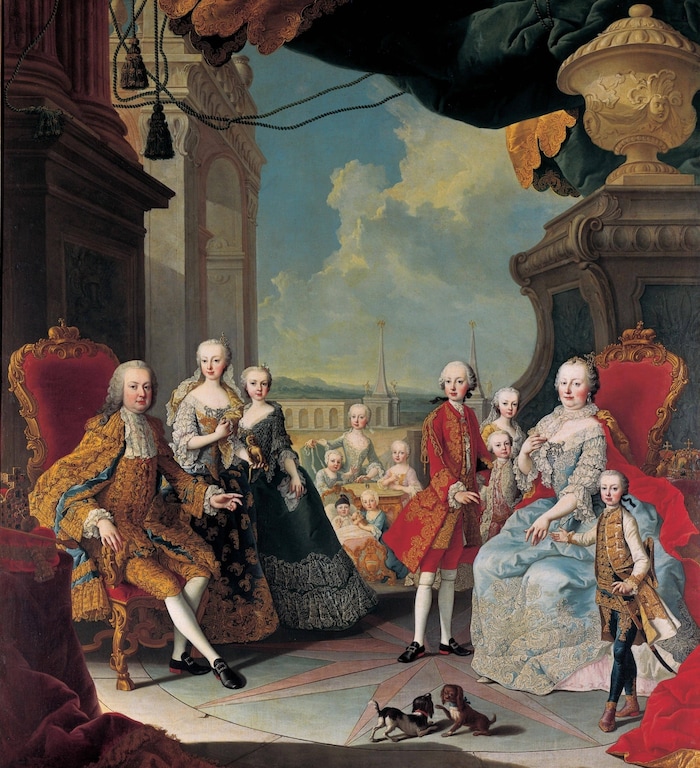 Franz Stephan und Maria Theresia hatten sechzehn Kinder, von denen zehn das Erwachsenenalter ...