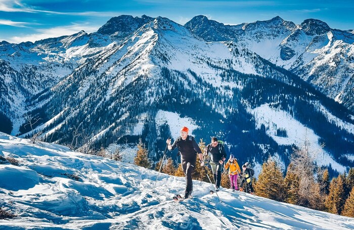 Bei traumhaften Wetter stiegen einige Bergfreunde auch mit Tourenskiern auf.